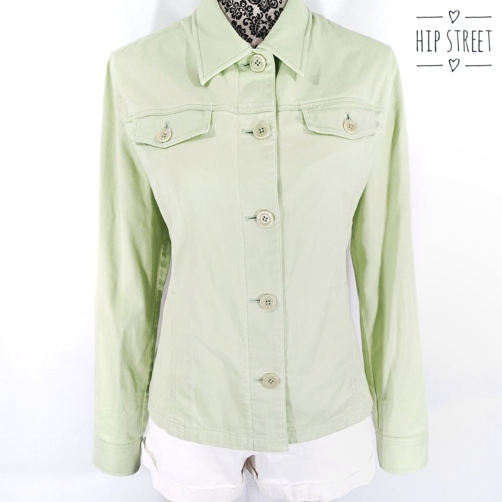 JONES NEW YORK Stretch Cotton Button Front Jean Jacket M
